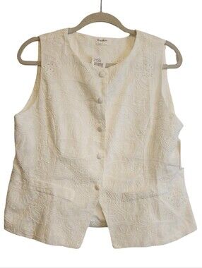 Embroidered White Vest, Sz L